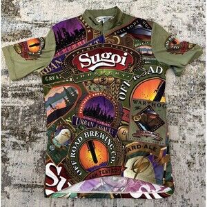 Sugoi Mens Cycling Jersey Size M Brewery Beer 3/4 Zip Vintage Bike Back Pockets
